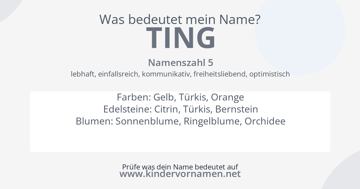 Was bedeutet der Name Ting?