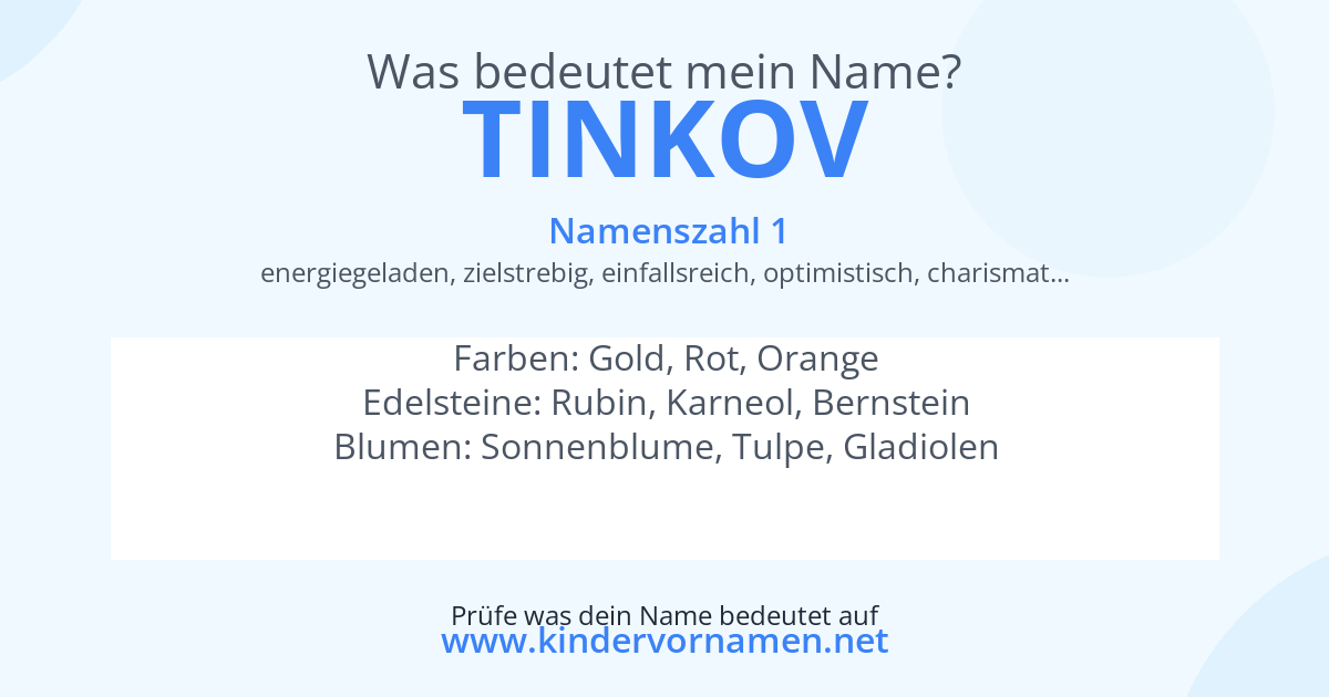 Was bedeutet der Name Tinkov?
