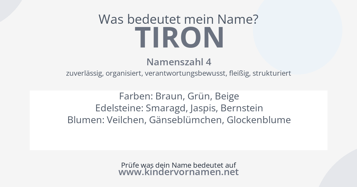 Was bedeutet der Name Tiron?