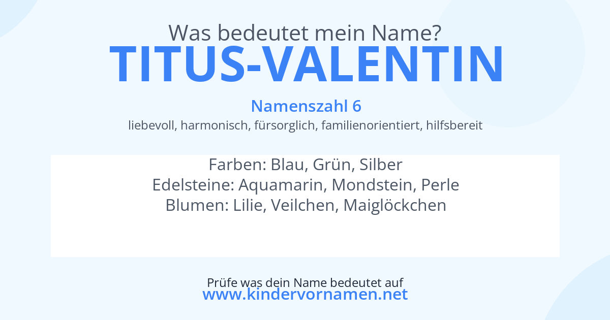 Was bedeutet der Name Titus-Valentin?