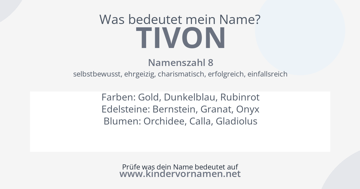 Was bedeutet der Name Tivon?