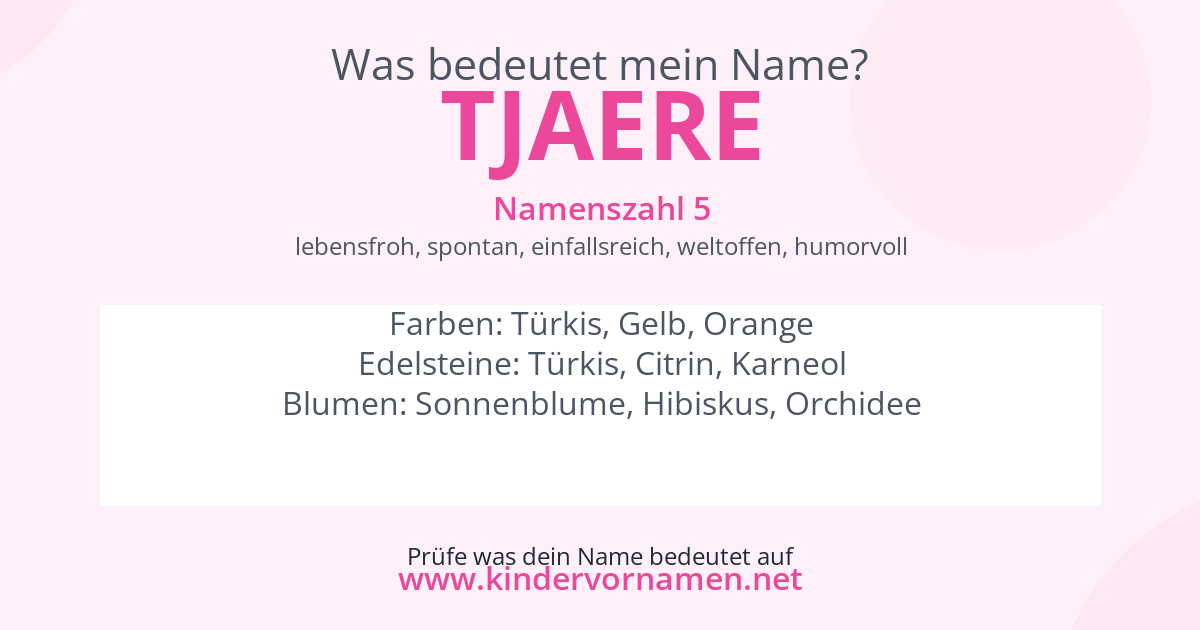 Was bedeutet der Name Tjaere?