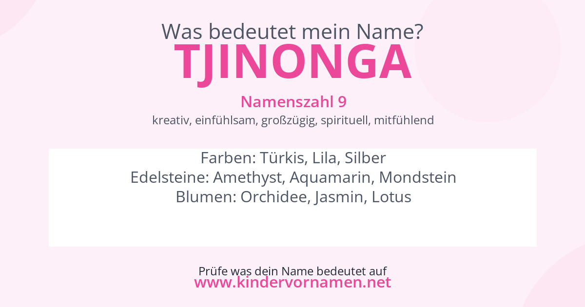 Was bedeutet der Name Tjinonga?