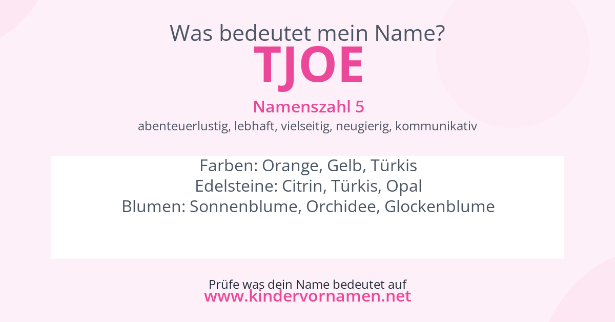Was bedeutet der Name Tjoe?