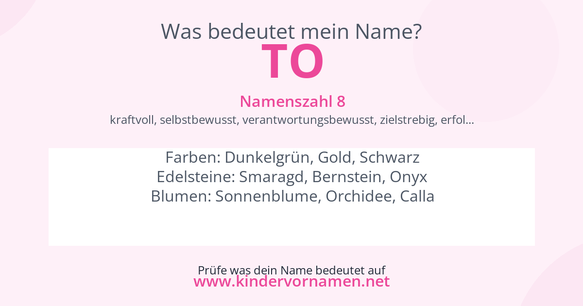Was bedeutet der Name To?