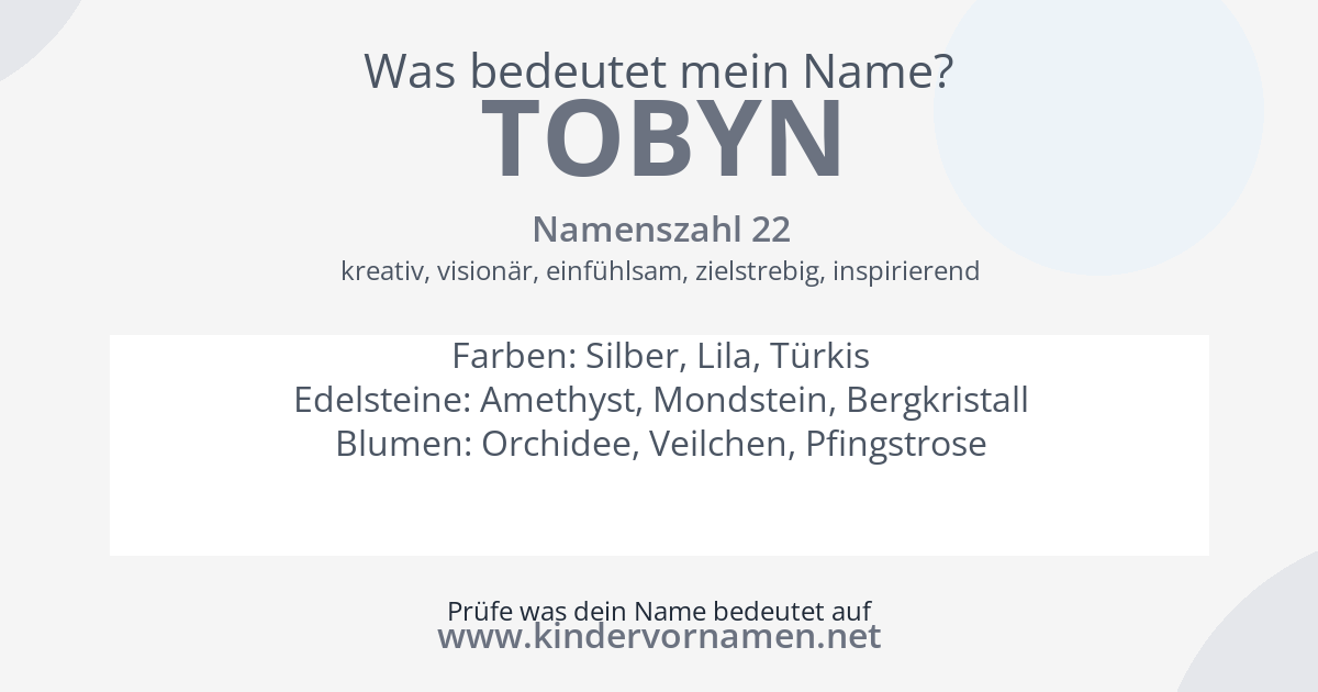 Was bedeutet der Name Tobyn?