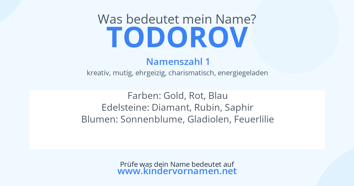 Was bedeutet der Name Todorov?