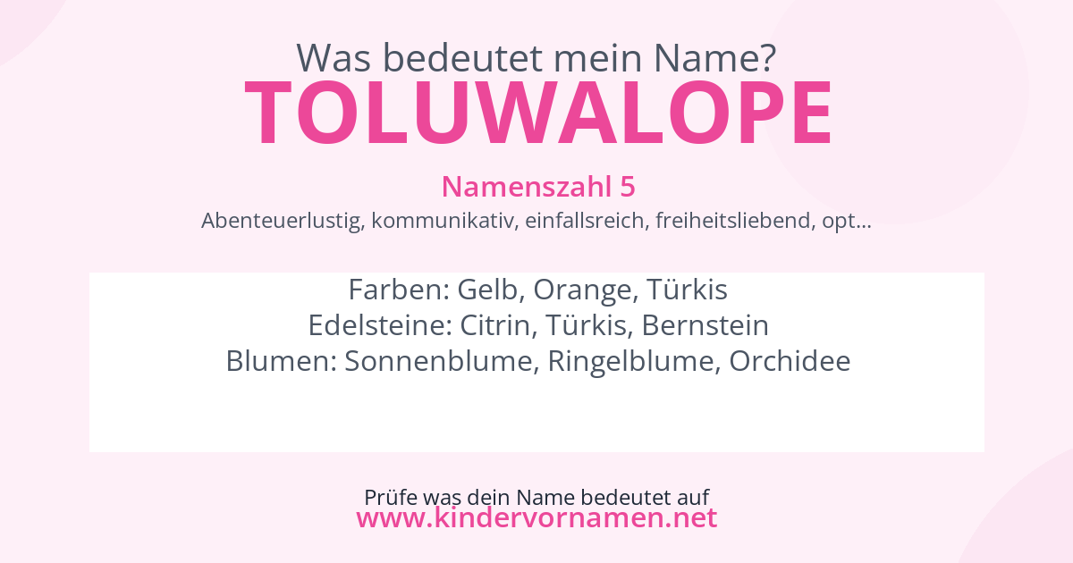 Was bedeutet der Name Toluwalope?