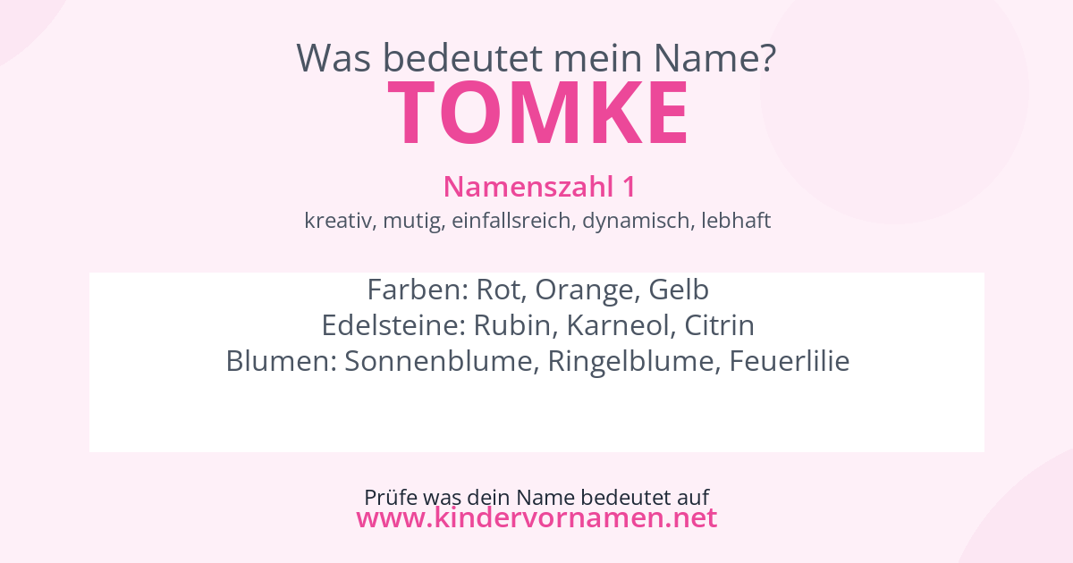 Was bedeutet der Name Tomke?