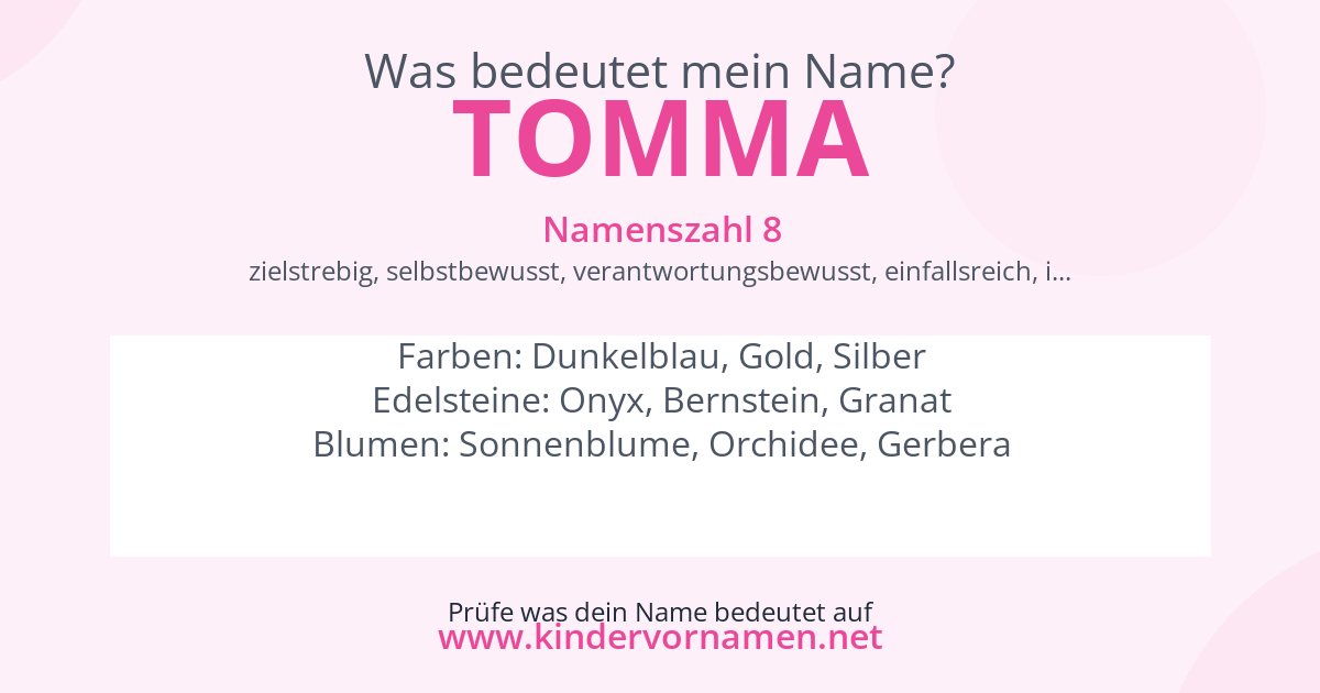 Was bedeutet der Name Tomma?