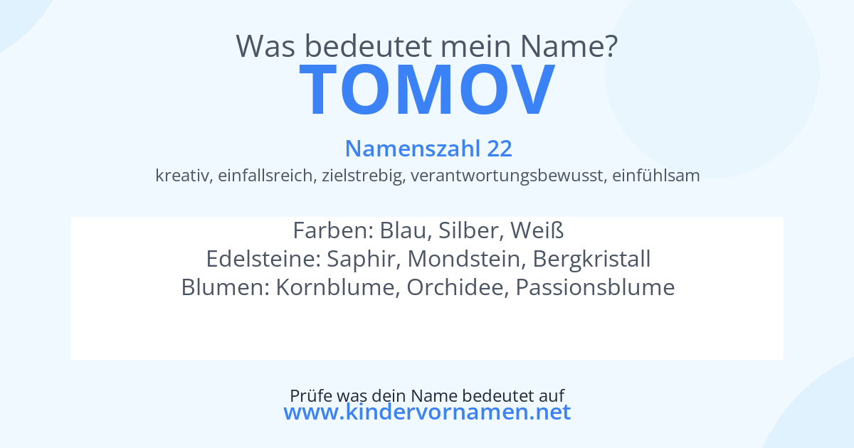 Was bedeutet der Name Tomov?