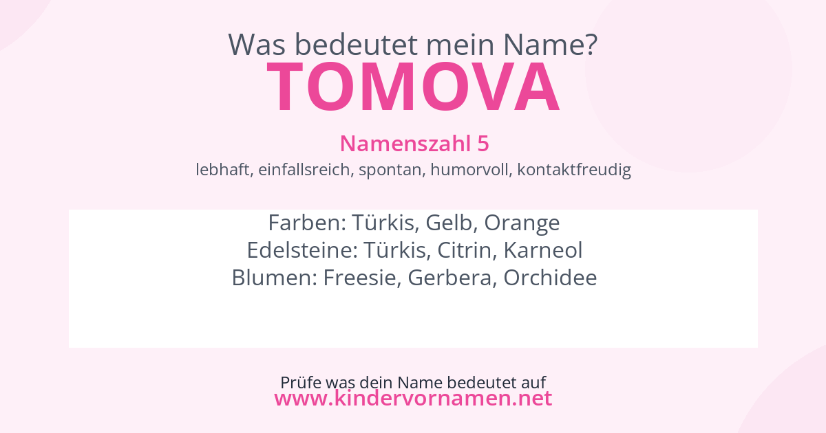 Was bedeutet der Name Tomova?