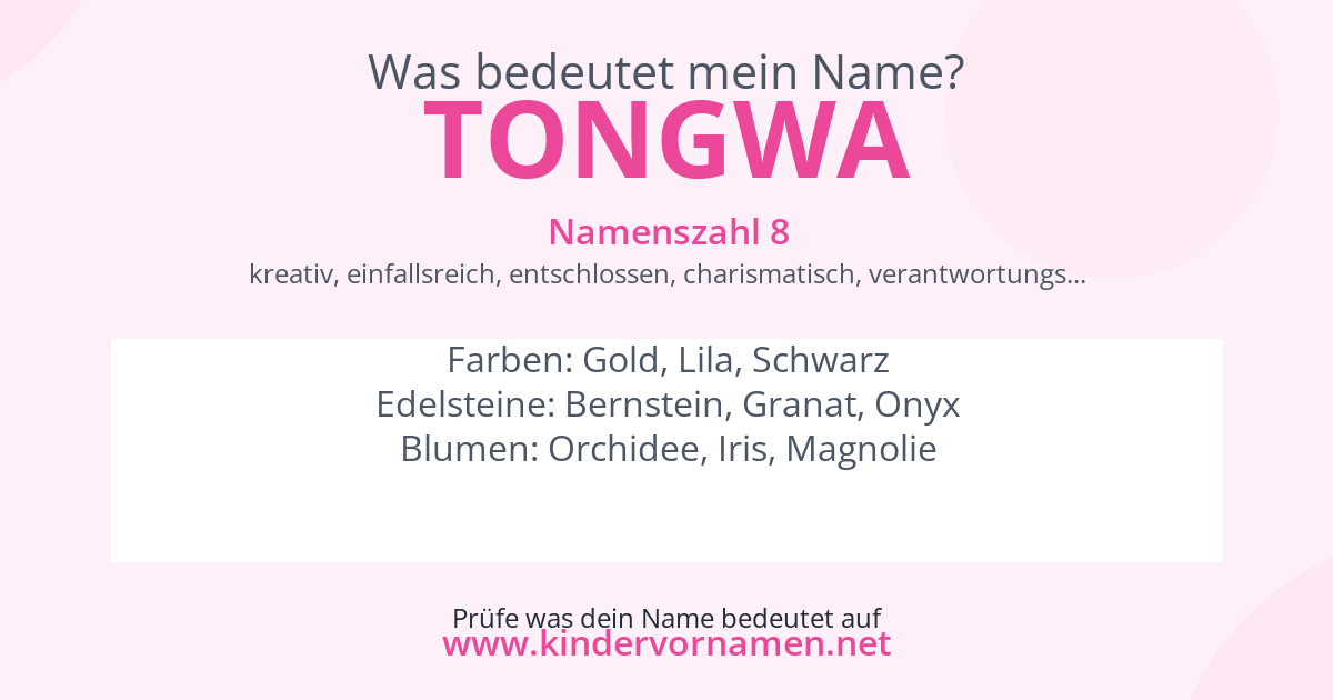 Was bedeutet der Name Tongwa?