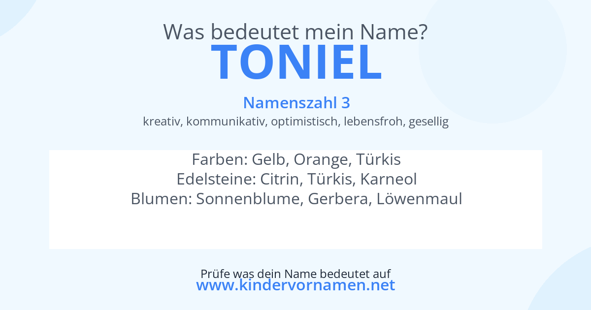 Was bedeutet der Name Toniel?