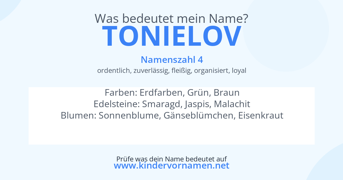 Was bedeutet der Name Tonielov?