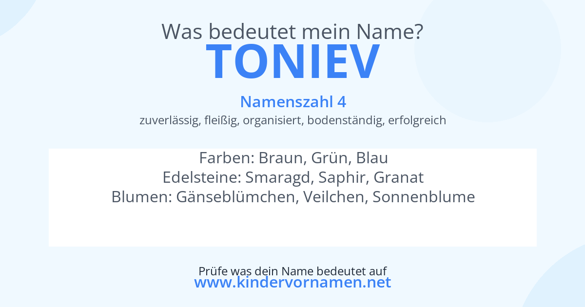 Was bedeutet der Name Toniev?
