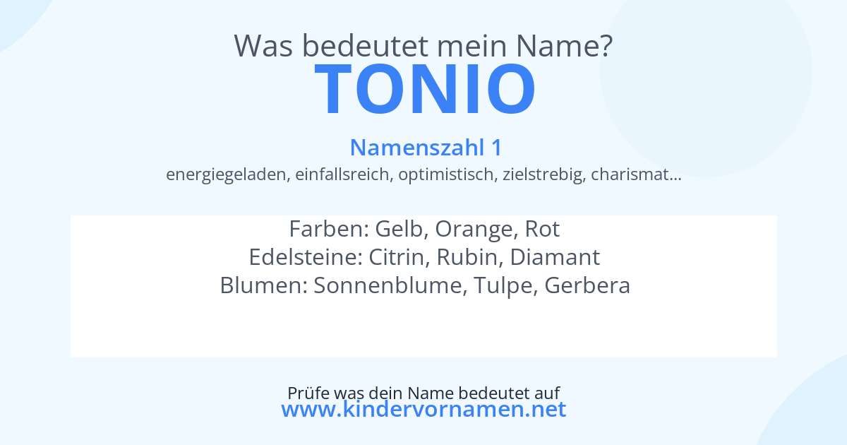 Was bedeutet der Name Tonio?