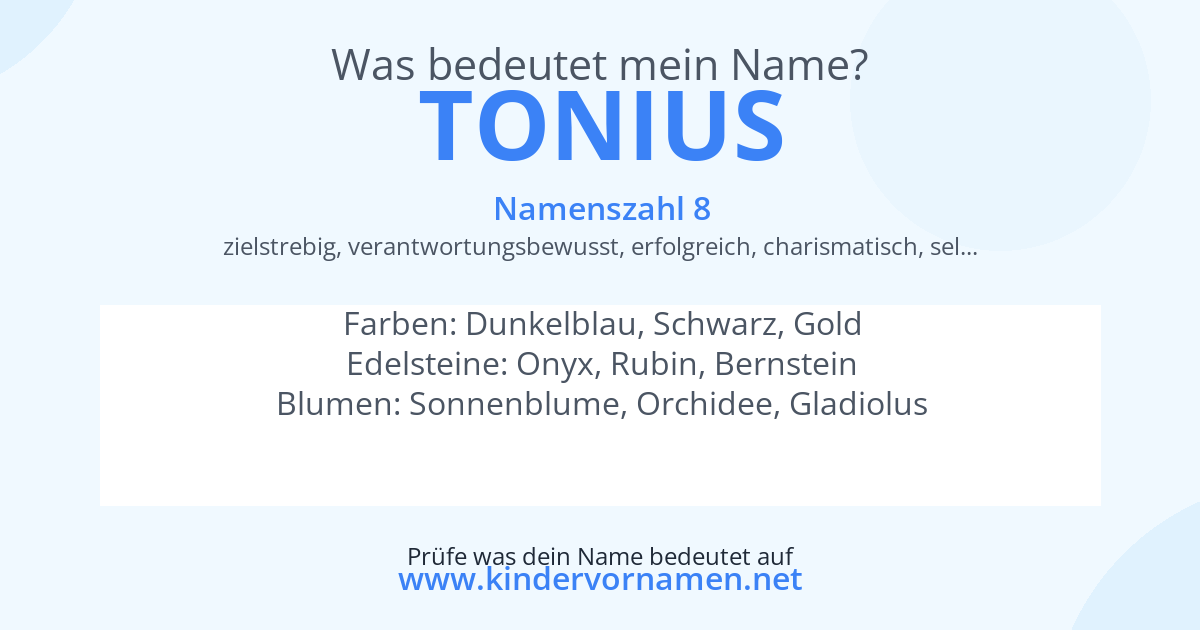 Was bedeutet der Name Tonius?