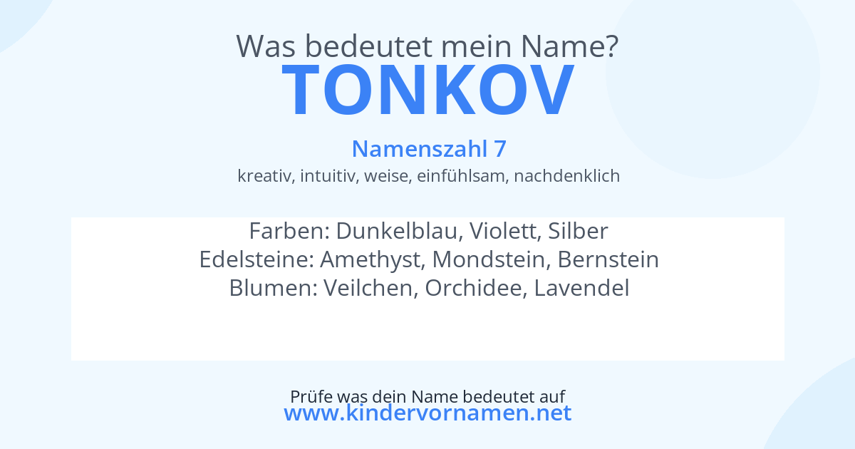 Was bedeutet der Name Tonkov?