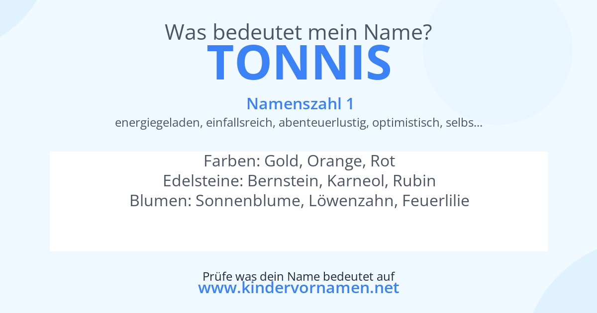 Was bedeutet der Name Tonnis?