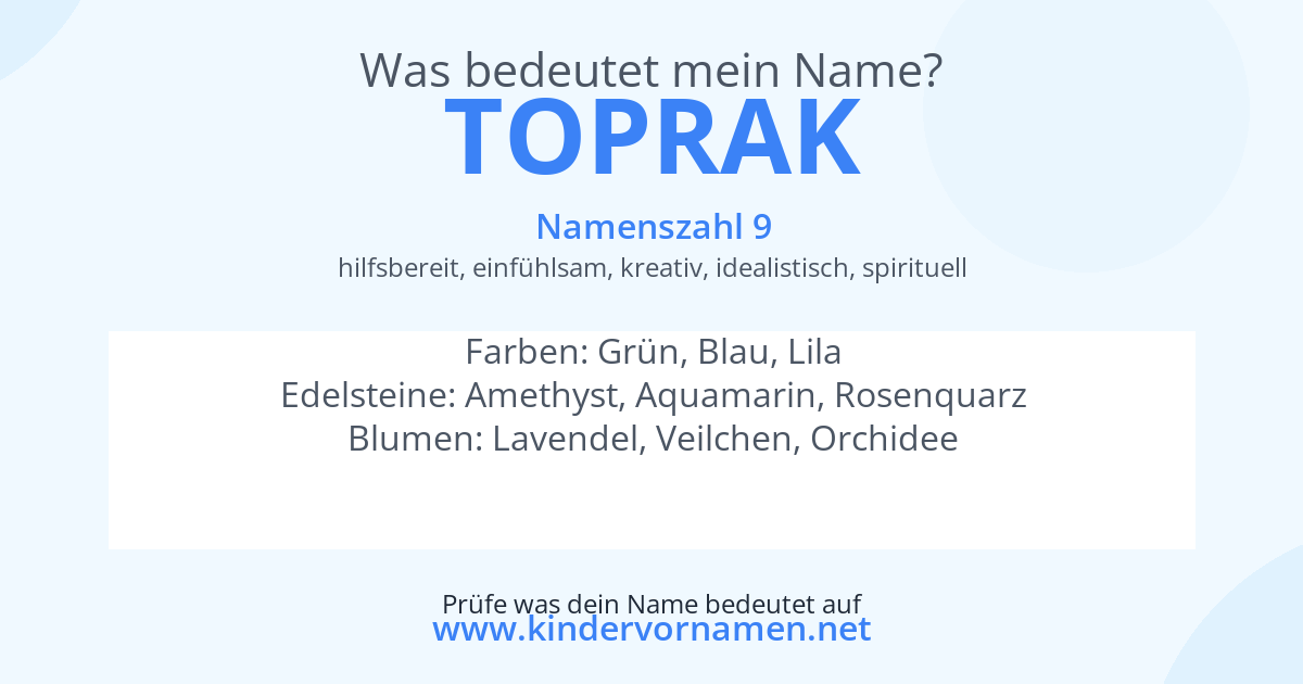 Was bedeutet der Name Toprak?