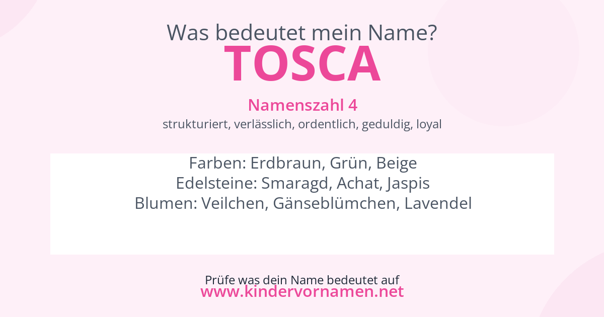 Was bedeutet der Name Tosca?