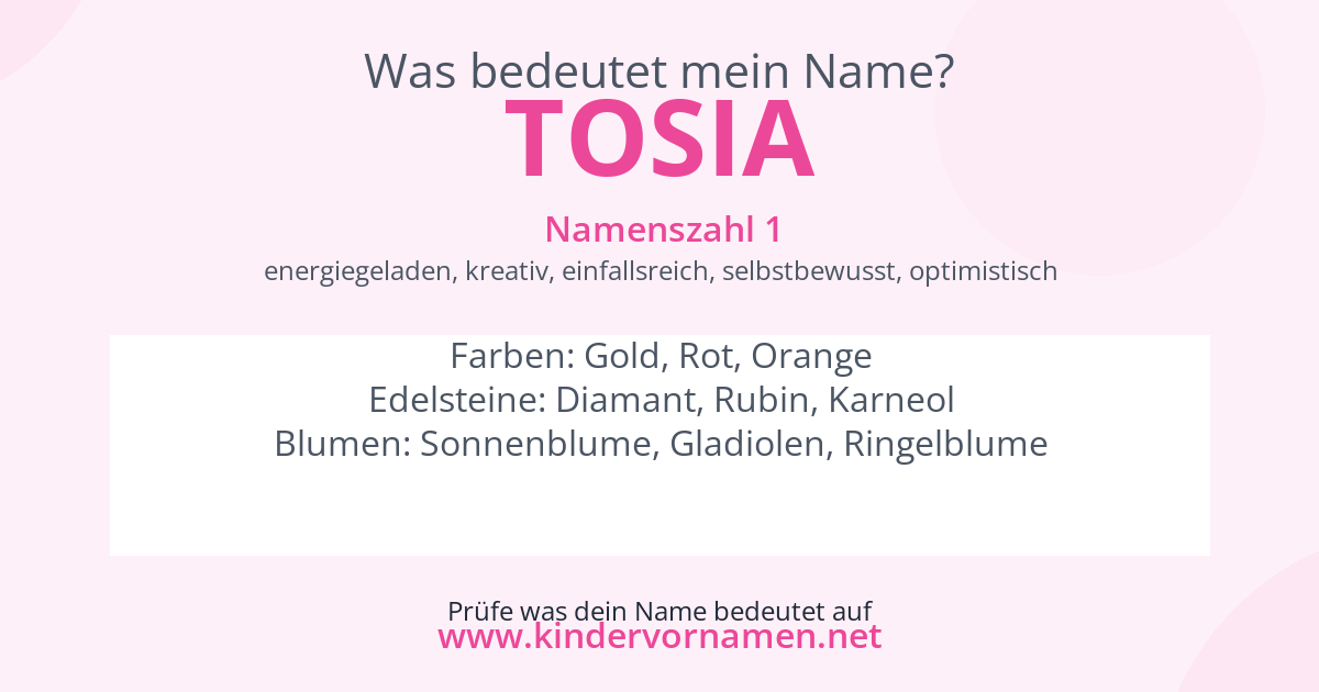 Was bedeutet der Name Tosia?