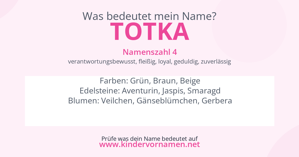 Was bedeutet der Name Totka?