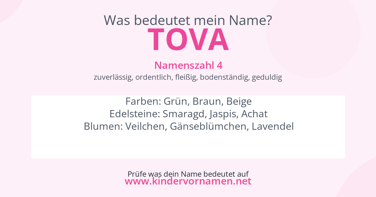 Was bedeutet der Name Tova?