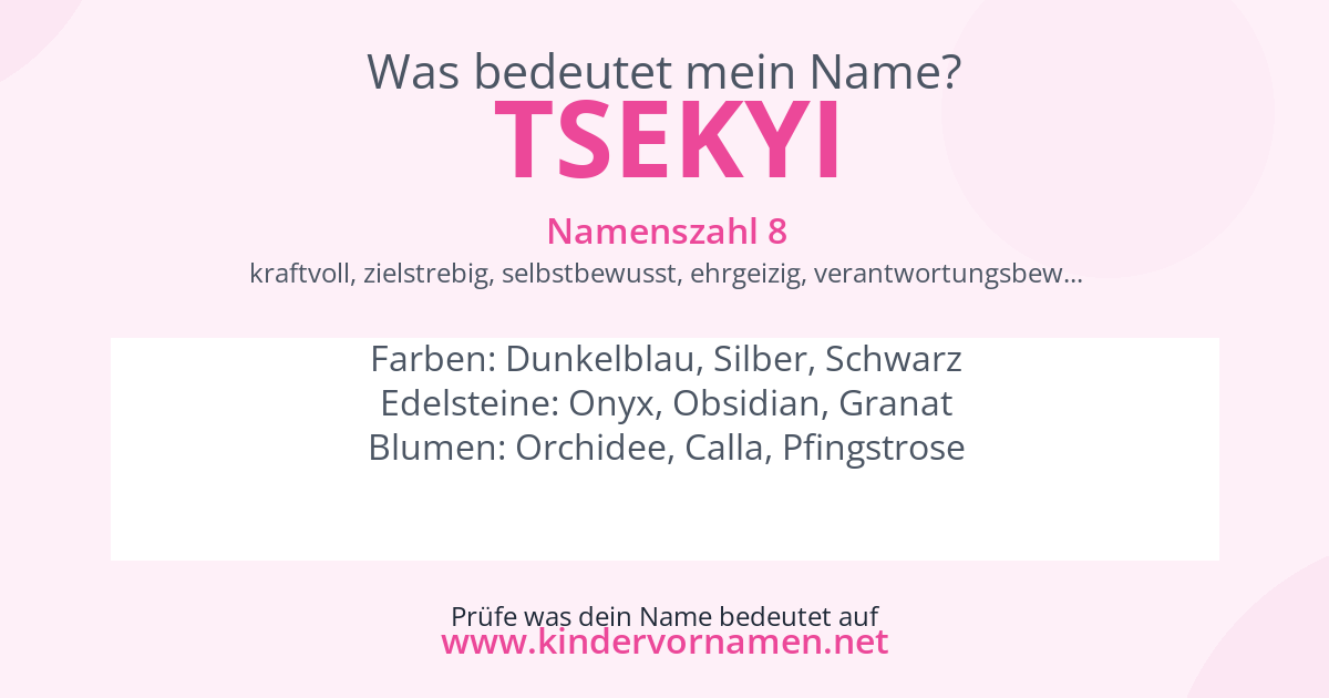 Was bedeutet der Name Tsekyi?