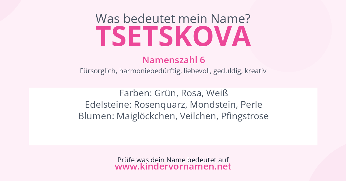 Was bedeutet der Name Tsetskova?