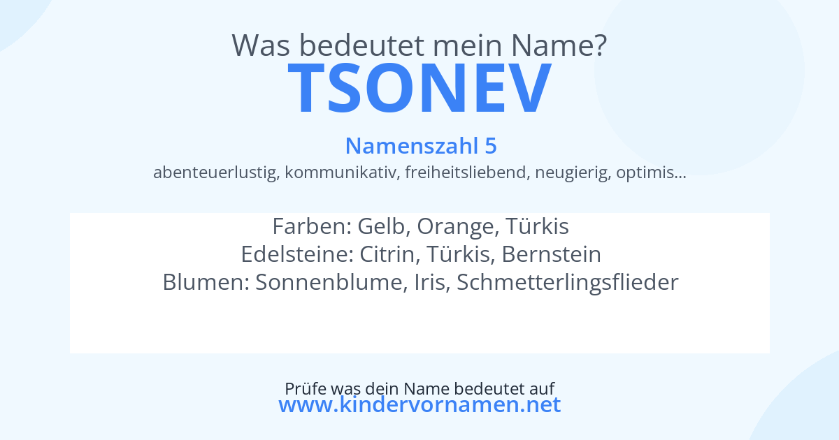 Was bedeutet der Name Tsonev?
