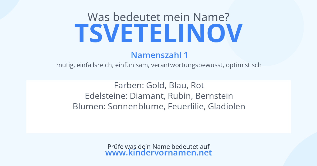 Was bedeutet der Name Tsvetelinov?