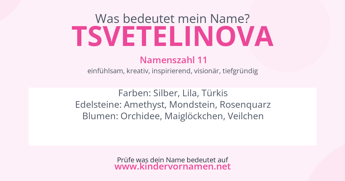 Was bedeutet der Name Tsvetelinova?