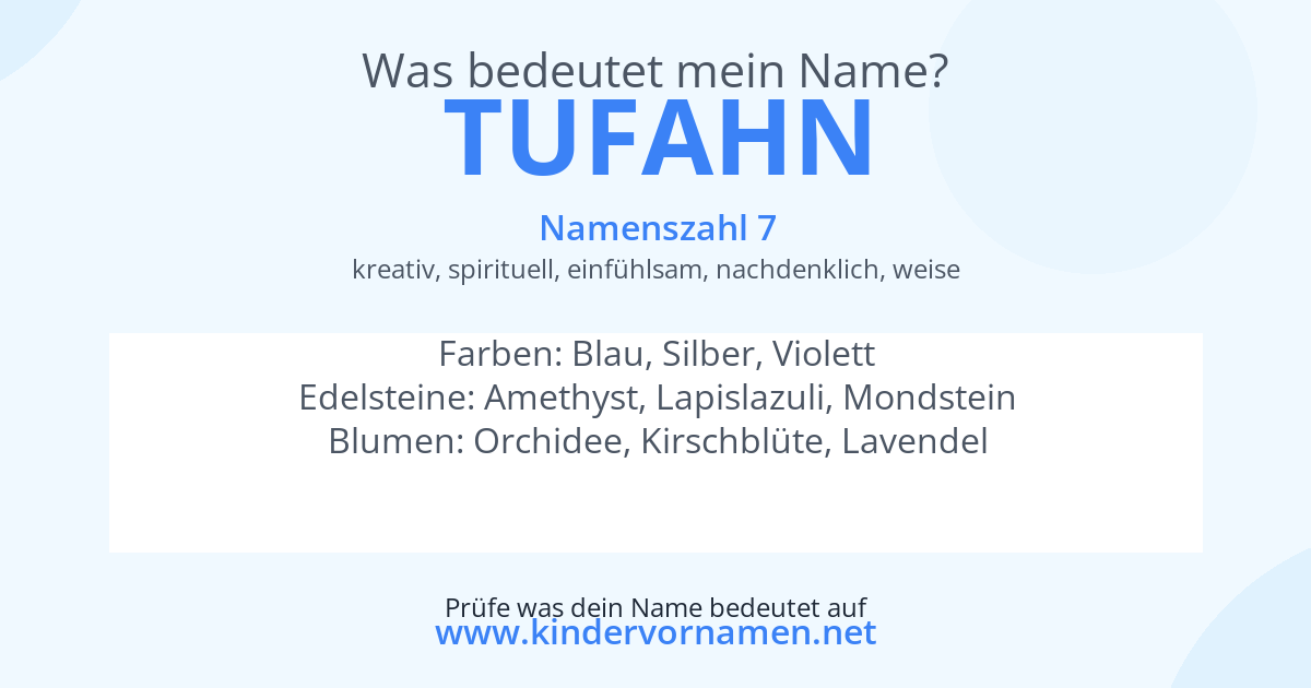 Was bedeutet der Name Tufahn?