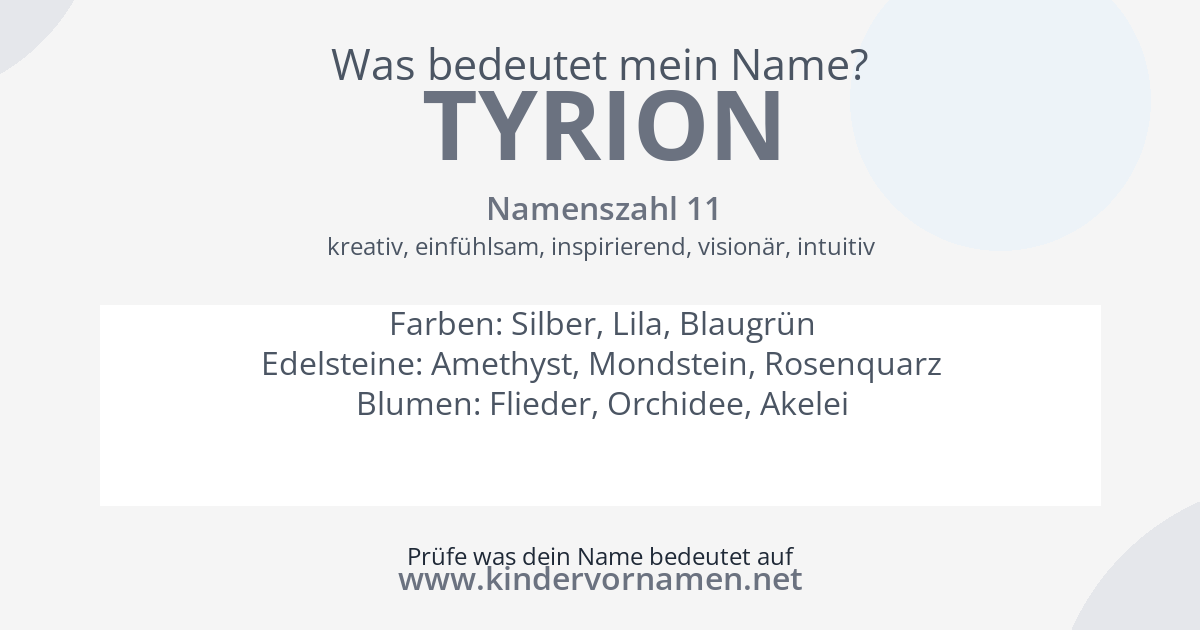 Was bedeutet der Name Tyrion?