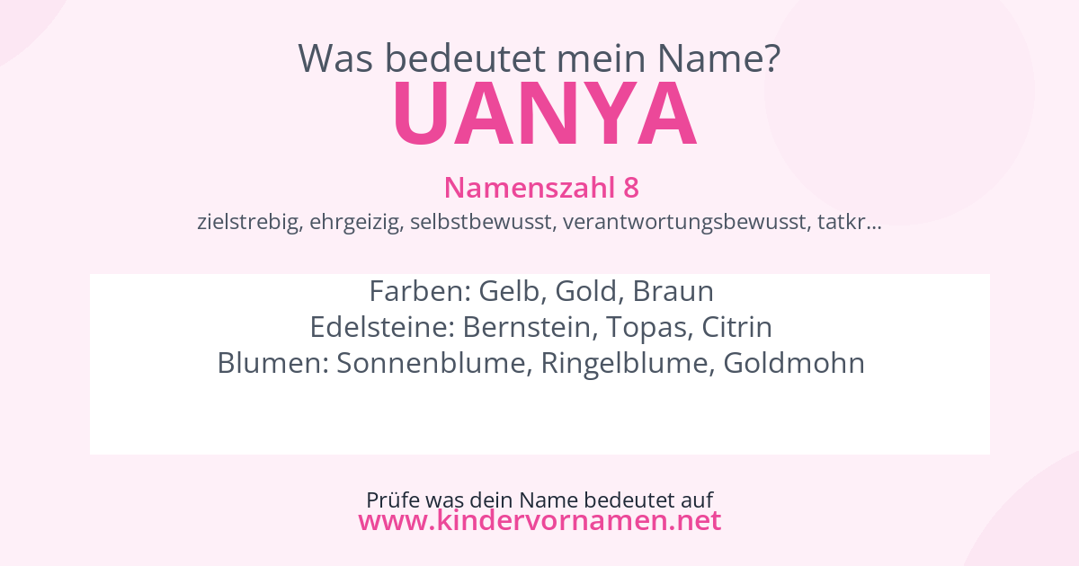 Was bedeutet der Name Uanya?