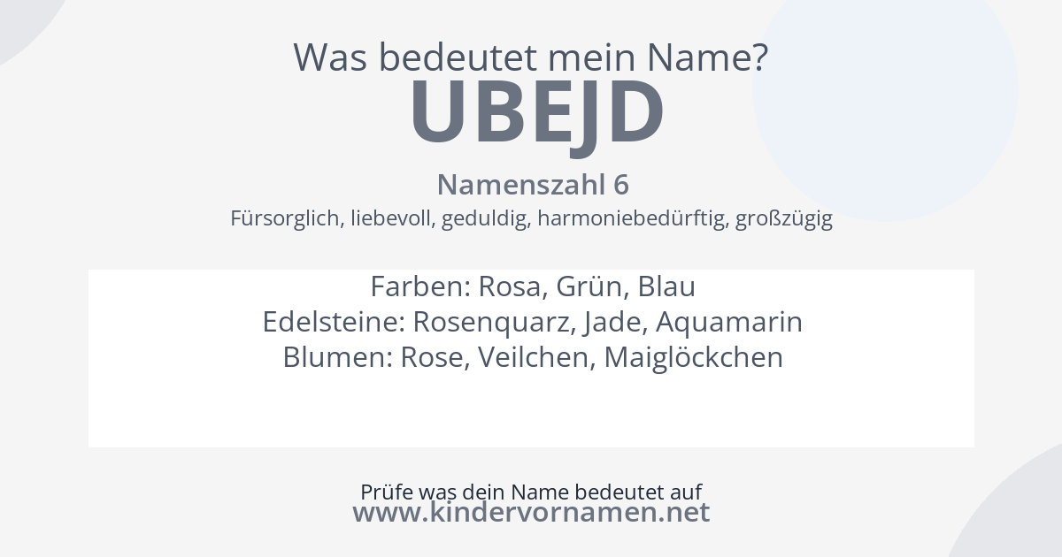 Was bedeutet der Name Ubejd?
