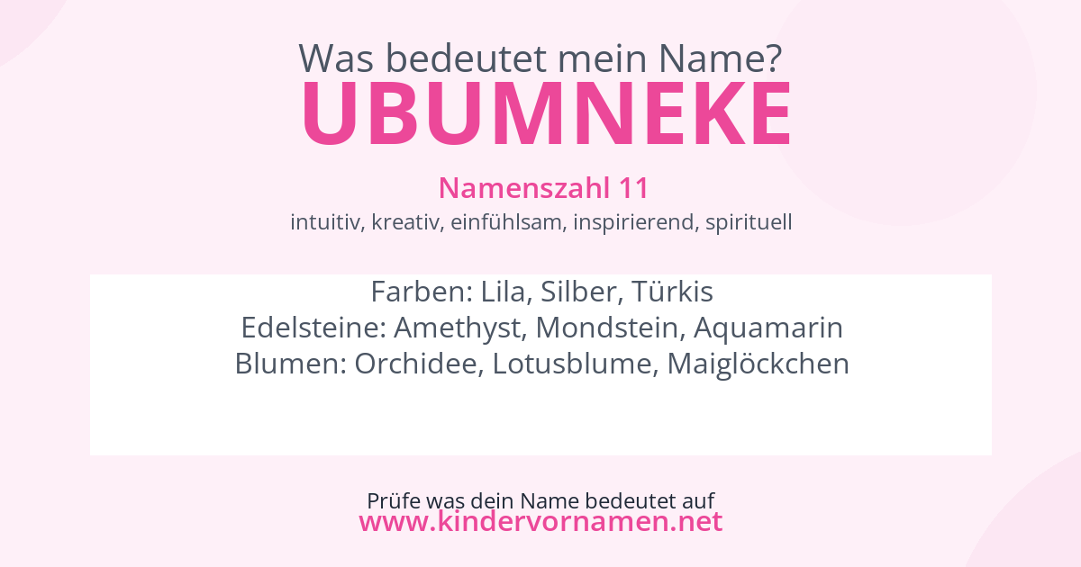 Was bedeutet der Name Ubumneke?