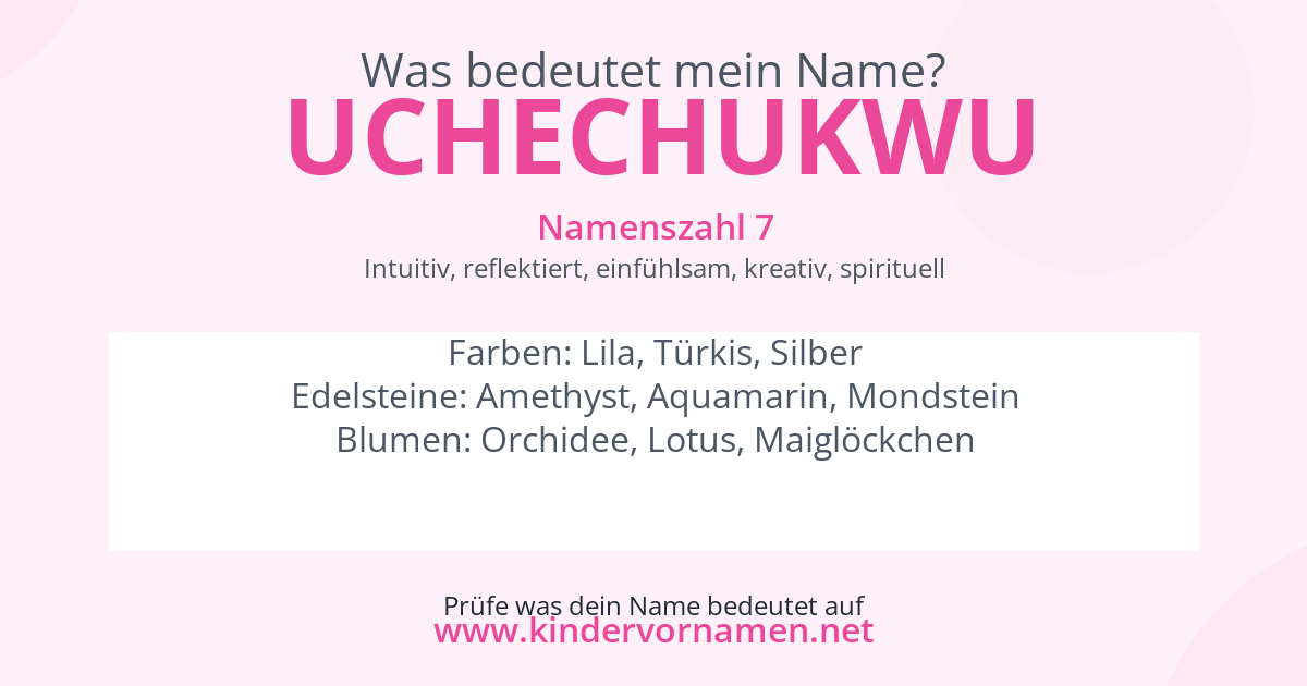 Was bedeutet der Name Uchechukwu?