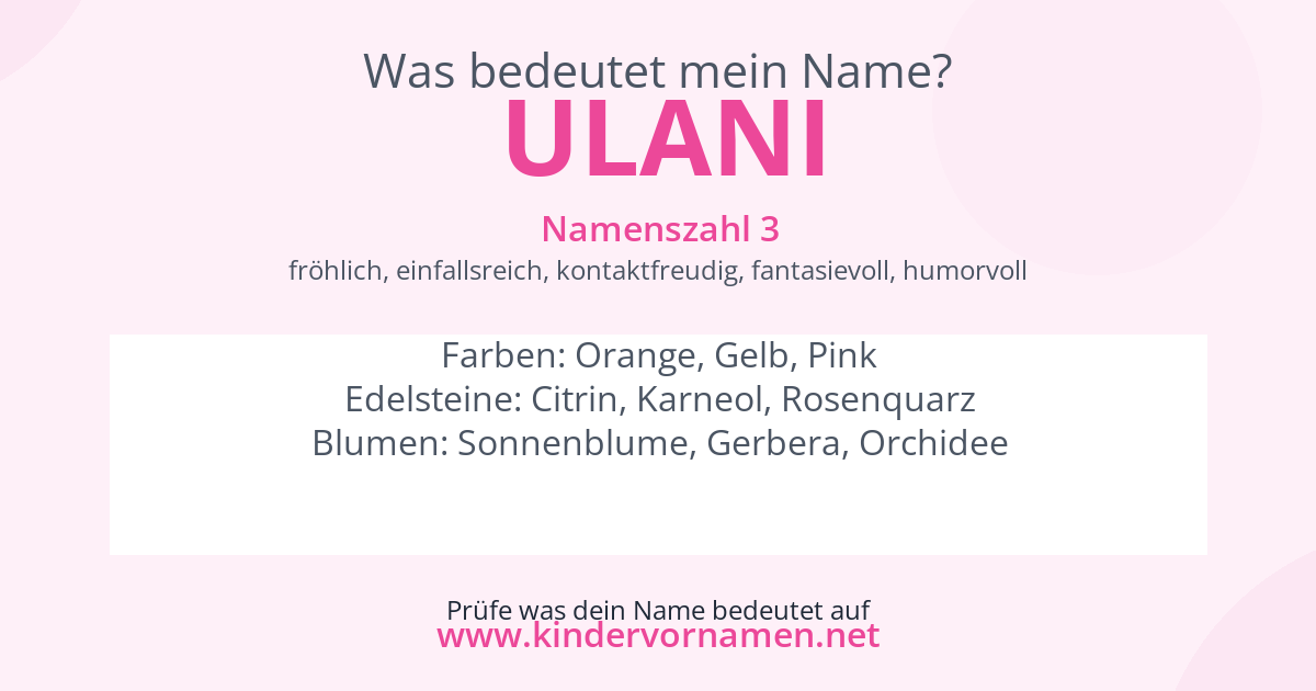 Was bedeutet der Name Ulani?