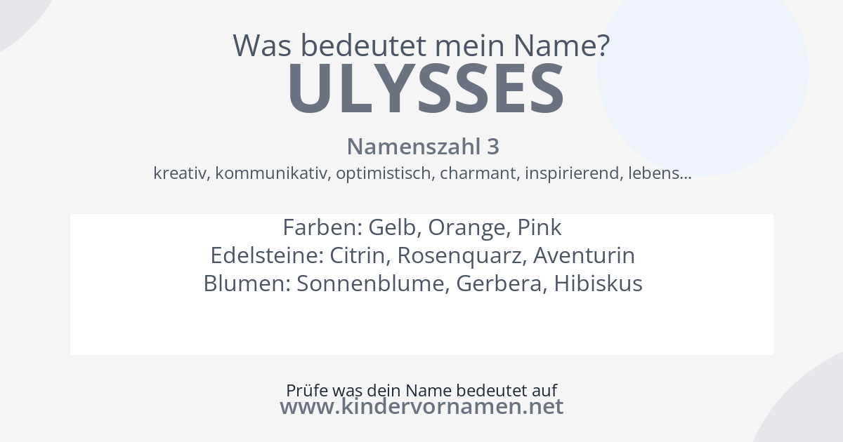 Was bedeutet der Name Ulysses?