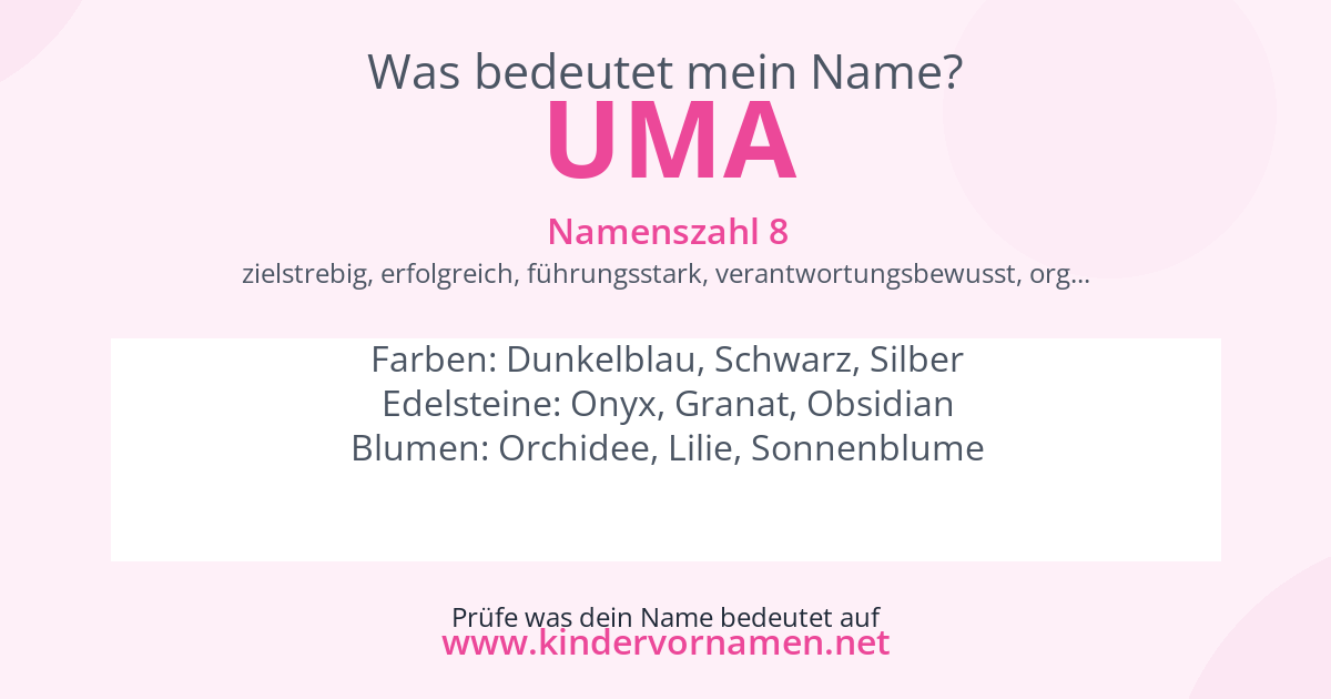 Was bedeutet der Name Uma?
