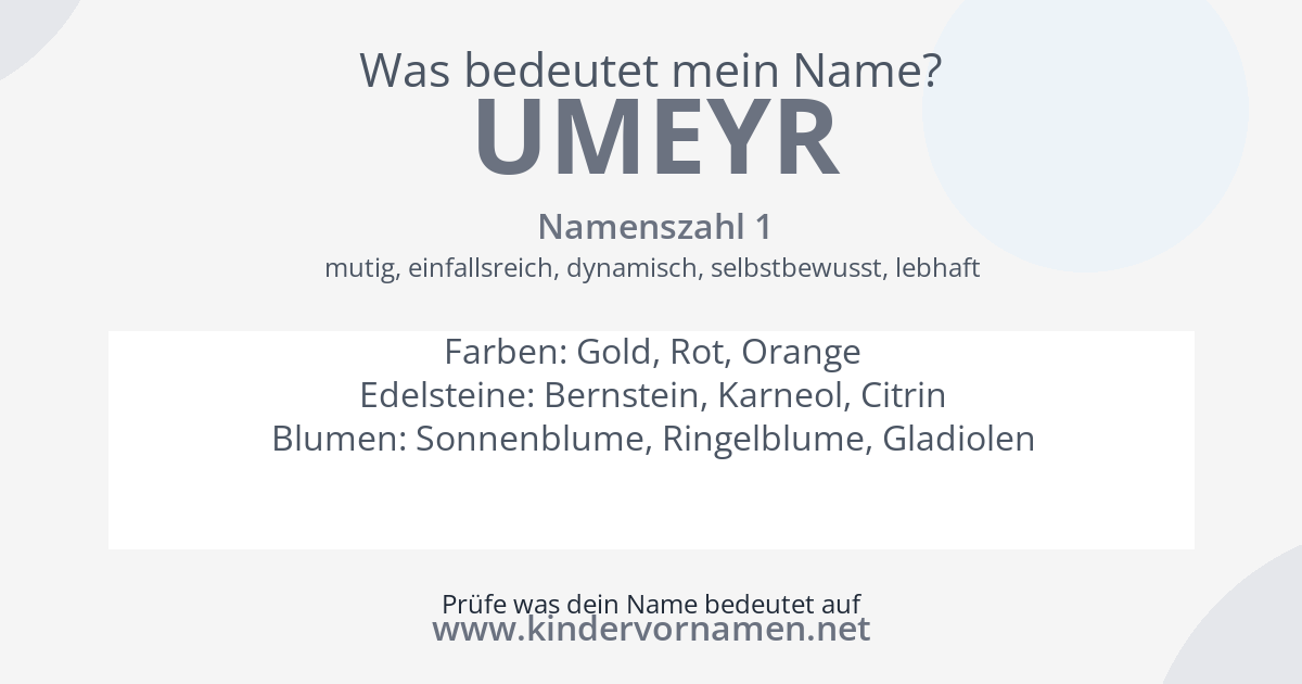 Was bedeutet der Name Umeyr?