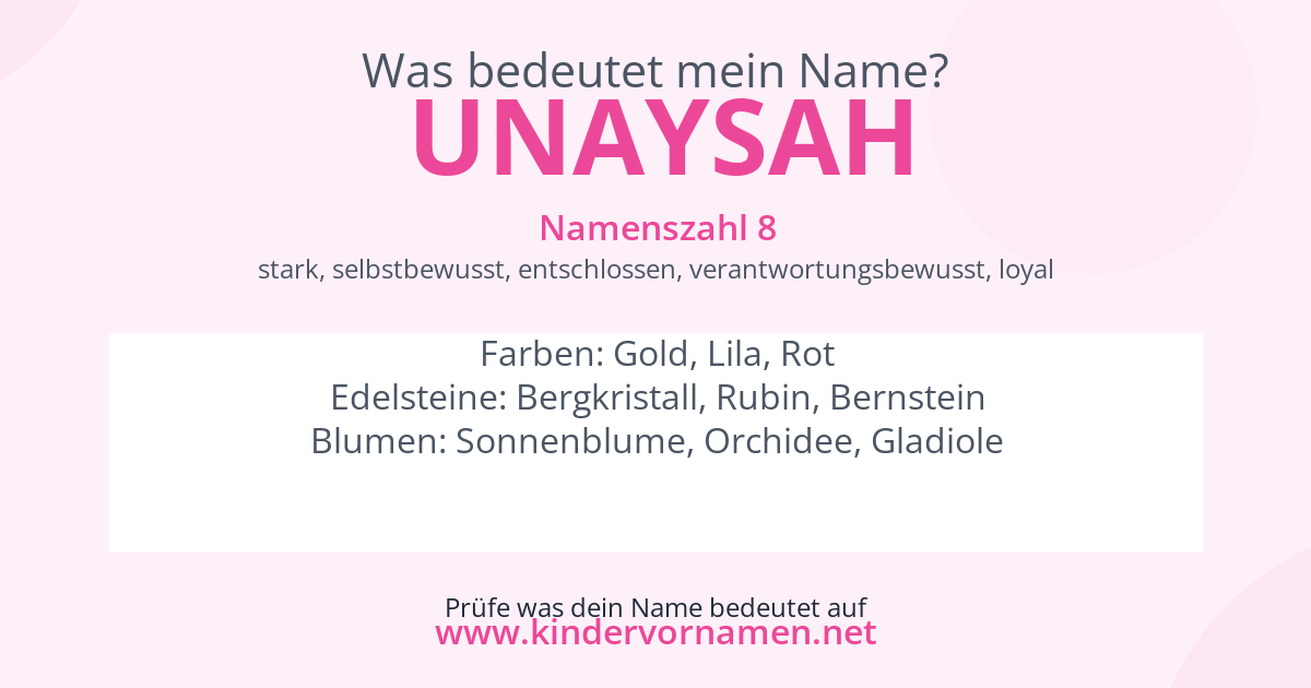 Was bedeutet der Name Unaysah?