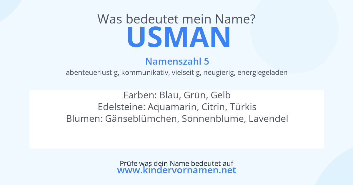 Was bedeutet der Name Usman?