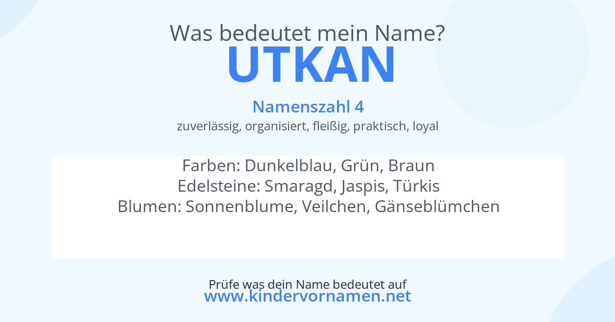 Was bedeutet der Name Utkan?