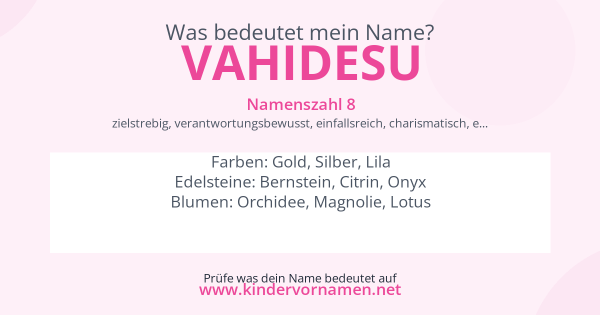 Was bedeutet der Name Vahidesu?