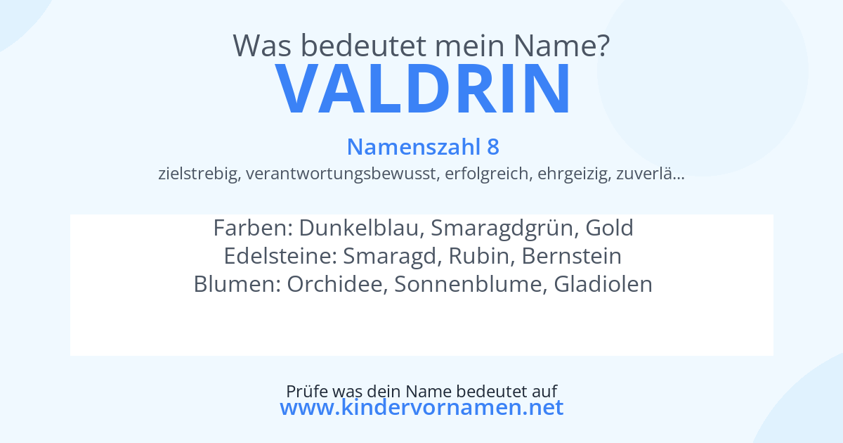 Was bedeutet der Name Valdrin?