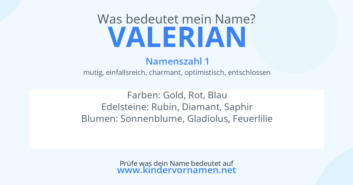 Was bedeutet der Name Valerian?